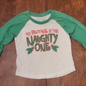 Now & Zen 4T "My Brother is the Naughty One" 3/4 Sleeve Holiday Shirt